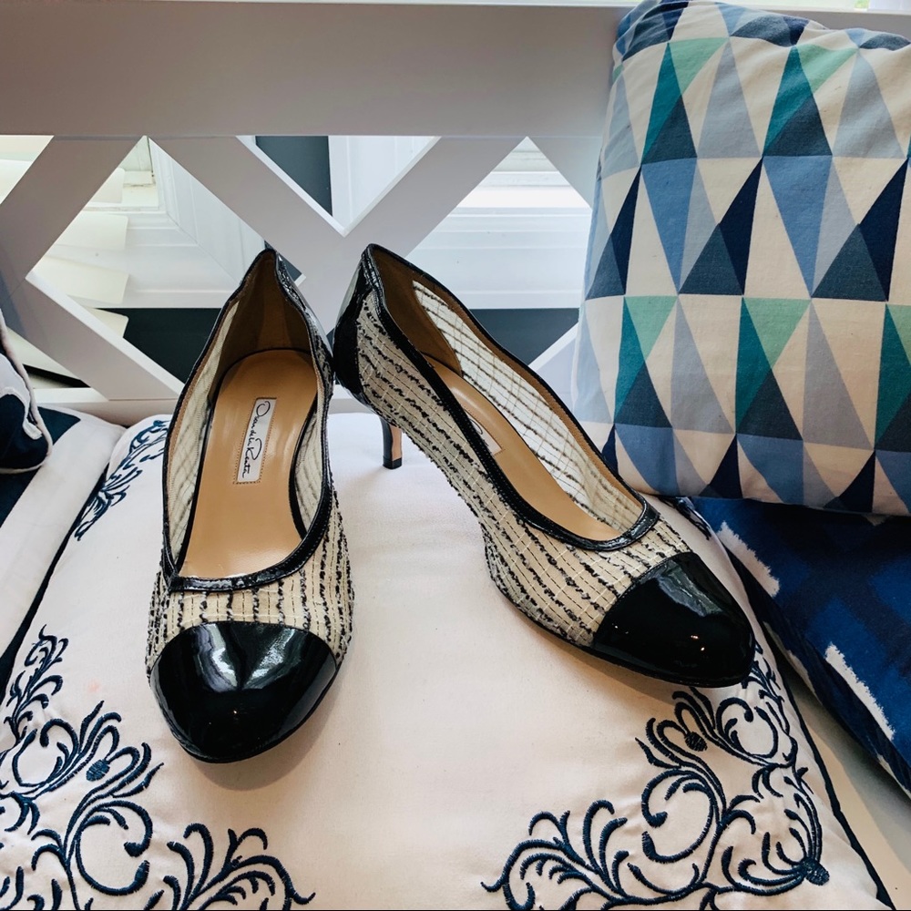 Auth Oscar de la Renta black Patent/Mesh pumps👠